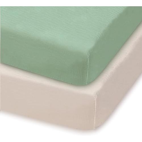 Graco Pack and Play Mattress Sheets Fitted, Mini Crib Sheets 2-Pack for Pack 'n Play Mattress, Stretchy Playard Sheets