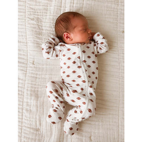 Football | Organic Cotton Pointelle Baby Clothes Zipper Footie – SpearmintLOVE