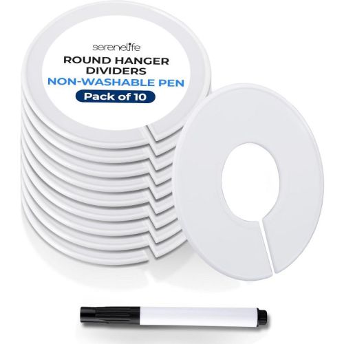 SereneLife Closet Divider Set with Marker - SLHASPLT34.5 10ct 3.5" White Round