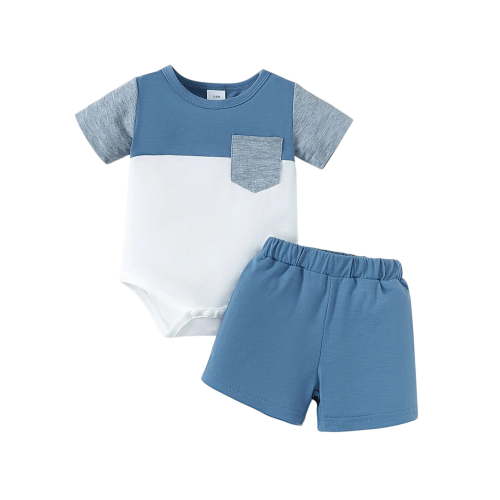 LAPAKIDS Summer Newborn Baby Boy Clothes Set Infant Short Sleeve Tops Shorts 2PCS,6-9 Months