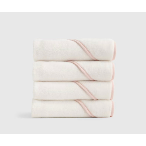 Organic Turkish Cotton Baby Hooded Towel Set 4-Pack in Soft Pink