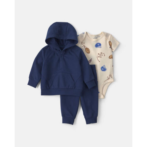 Baby Boy 3-Piece Football French Terry Layering Set - Navy Blue | Carter's
