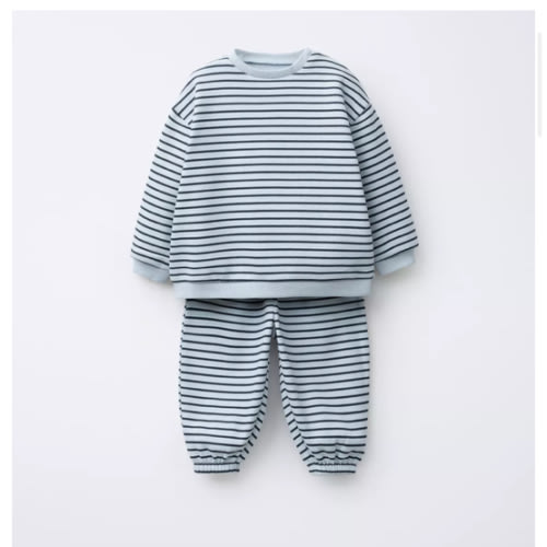 STRIPED SWEATSHIRT AND JOGGER PANTS SET - Mid-blue | ZARA United States