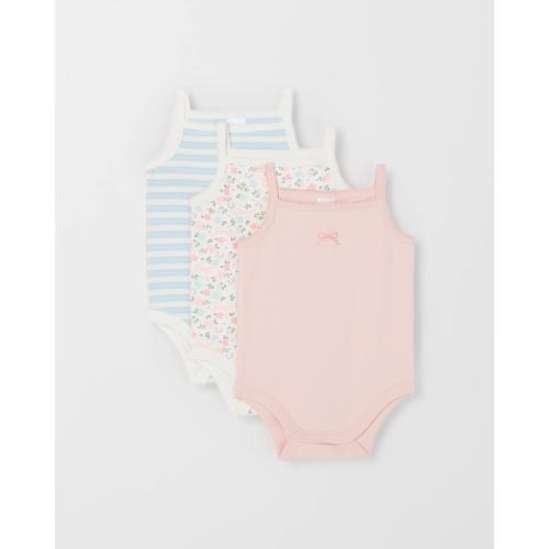 Target Baby Organic Cotton 3 Pack Strappy Bodysuits - Kmart