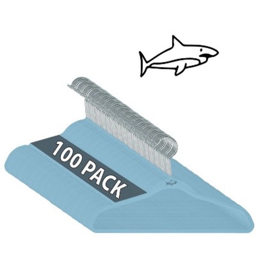 Simplify 100pk Velvet Hangers Light Blue: Clothes Hangers for Adults, Pants, Suits, Shirts, Sweaters, Dresses