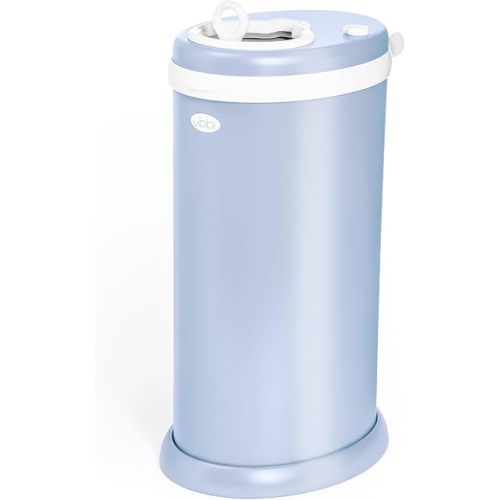 Ubbi Stainless Steel Diaper Pail, No Special Bag, Odor-Locking, Cloudy Blue