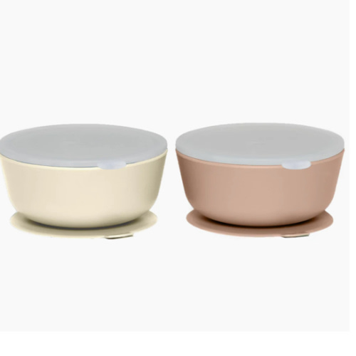 WeeSprout | Baby and Toddler Suction Bowls with Silicone Lids | Set of 2 | 12 oz