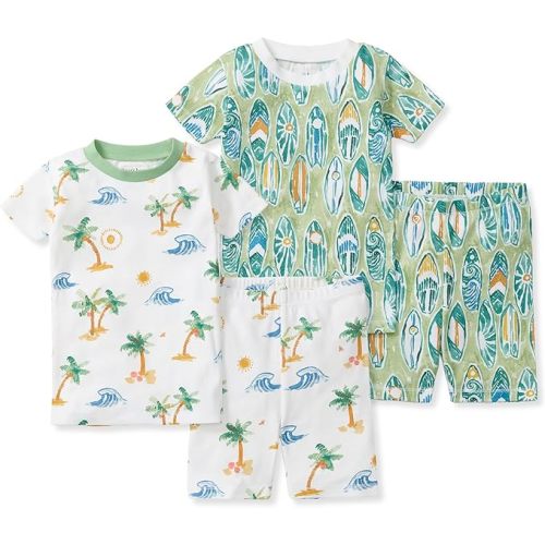 Burt's Bees Baby Unisex Pajamas, Short Sleeve Tee and Shorts 2-Piece PJ Set, 100% Organic Cotton