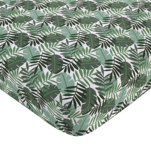 Sunside Sails NoJo Jungle Paradise Metson Green and White Palm Leaf 100% Cotton Fitted Crib Sheet | Wayfair