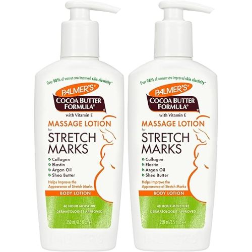 Palmer's Cocoa Butter Formula Massage Lotion with Collagen and Elastin | For Stretch Marks | Pregnancy Skin Care | With Argan Oil and Shea Butter | 8.5 oz Pack of 2