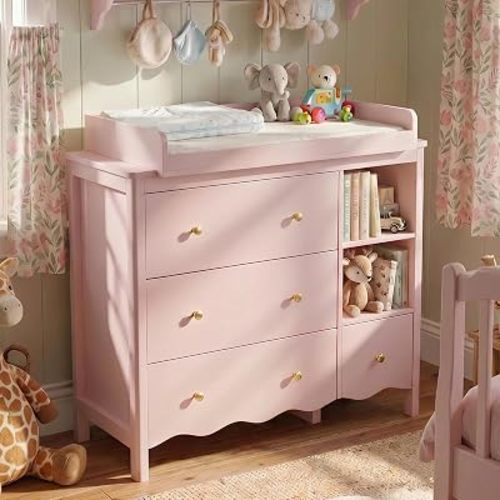 Baby Dresser with Changing Table Top Kids Dresser Pink