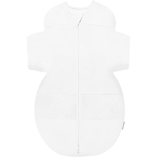 Happiest Baby SNOO Sleep Sack - 100% Organic Cotton Baby Swaddle Blanket - Doctor Designed Promotes Healthy Hip Development (White, Medium)