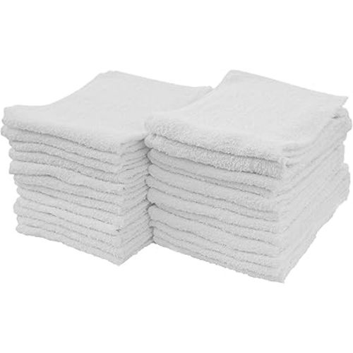 S&T INC. Multipurpose Cotton Terry Cleaning Towels for Home, Car, Automotive, and Garage Cleaning Supplies, 14 Inch x 17 Inch, White, 24 Pack