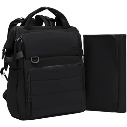 BELALIFE Baby Diaper Backpack Bag, Baby Essentials Travel Backpack for Moms Dads, with Changing Pad, Insulated Bottle Holders & Stroller Straps, Black