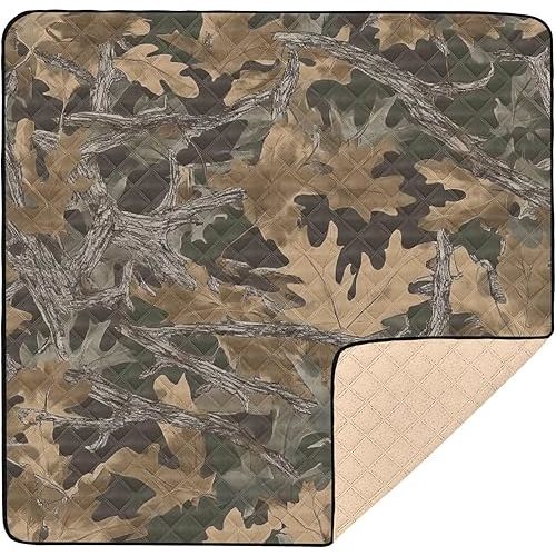 Camouflage with Oak Leaves Large Stylish Baby Play Mat for Indoor Outdoor Water Resistant Tummy Time Mat for Babies Infants Toddlers, 50'' x 50''
