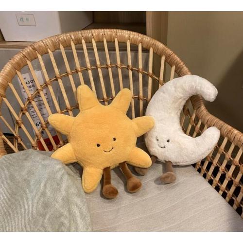Smile Face Moon & Sun Plush Cushion – Nursery Decor Pillow