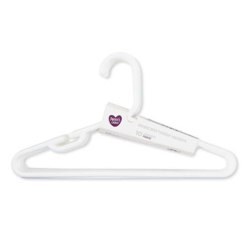 (8 pack) Parent’s Choice Infant & Toddler Hangers, White, 10 Count