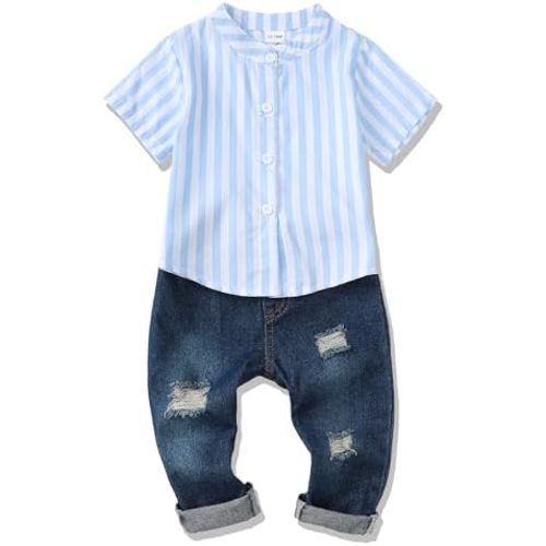 Renotemy Toddler Baby Boy Clothes Denim Outfits Infant Hooded Sweatshirt Jeans Pants Little Boys Clothing