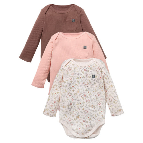 Modern Moments by Gerber Baby Neutral Organic 3-Pack Long Sleeve Bodysuits, 0/3 Months - 24 Months