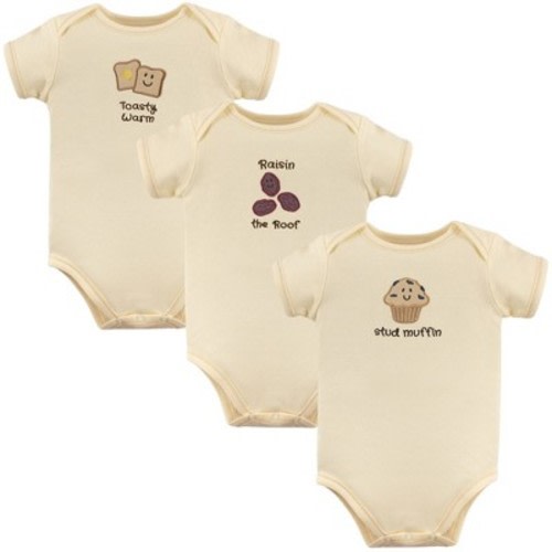 Touched by Nature Organic Cotton Bodysuits 3pk, Muffin, 6-9 Months