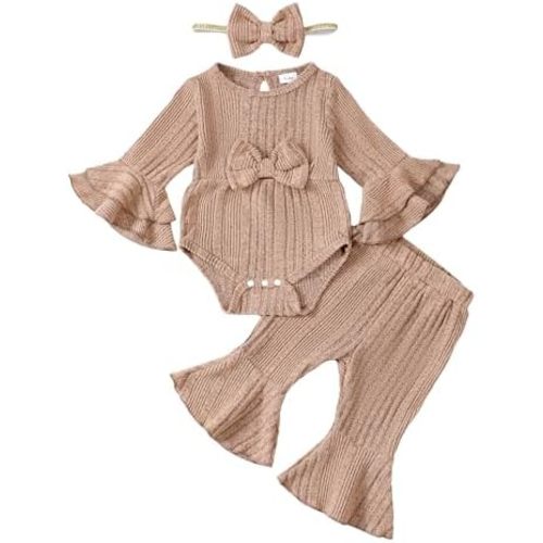 Baby Girl Clothes Infant Outfits Ruffle Romper Flare Pants Set