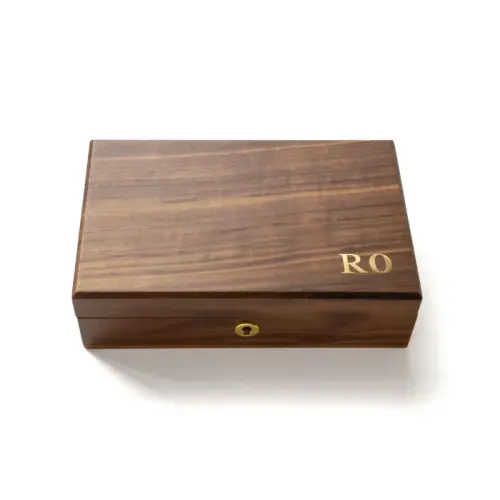 Personalized Walnut Keepsake Box with Brass Monogram & Vintage Latch – Medium Memory Box for Baby, Wedding & Anniversary - PerBox