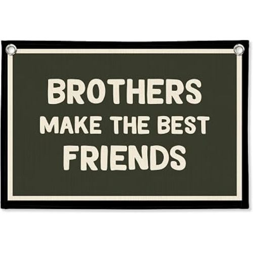 Boys Room Wall Art Decor,Toddler Boys Room Wall Hanging Canvas Banner, Bedroom Playroom Kids Wall Decor Hanging Banner Flag for Brothers Make the Best Friends Flag Banner 20x30 Inch