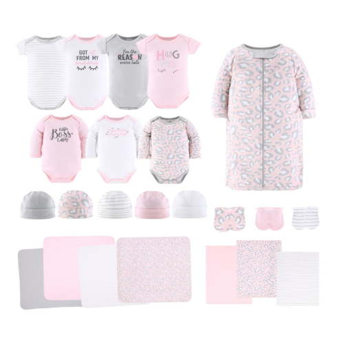 The Peanutshell Newborn Baby Layette Gift Set for Girls, Shower Gift Essentials, Pink Cheetah Print