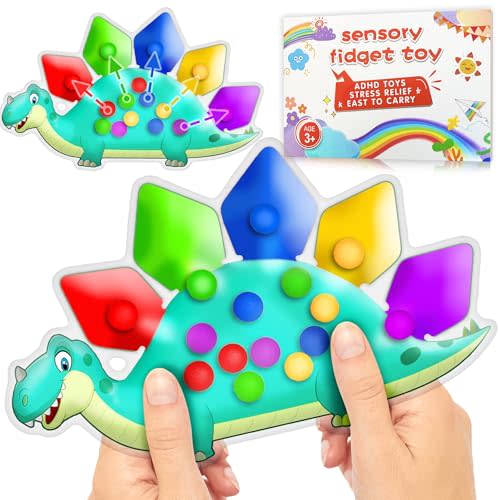 Dinosaur Color Sorting Sensory Toy for Toddler Activities Fine Motor Matching Game Roadtrip Travel Essential Autism Fidget for Preschool Classroom Christmas Stocking Stuffers Gift for Kid 3-5 Year Old