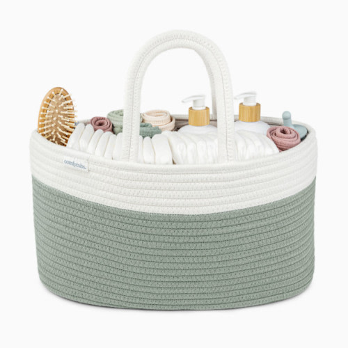 Rope Diaper Caddy Organizer with 3 Compartments - Sage