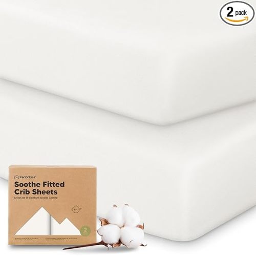 KeaBabies 2-Pack Organic Crib Sheets for Boys, Girls - 52x28 Fitted Crib Mattress Sheet Neutral, Breathable Jersey Cotton Cover for Baby Bed, Toddler Mattress, Soft & Cute Prints (Soft White)