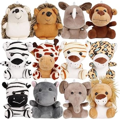 Small Stuffed Animals Bulk, 12 Pack 4.5 Inch Mini Plush Toys, Treasure Box Toys for Classroom, Party Favors for Kids, Plush Keychain, Claw Machine Prizes, for Grandkids