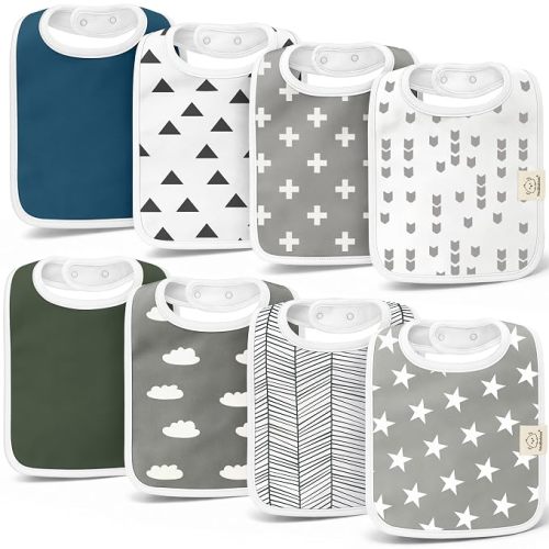 KeaBabies 8-Pack Organic Baby Bibs for Boys, Girls Drool Bibs (Crossroads)