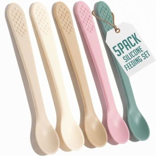 Baby Spoons - Infant Spoons First Stage - Silicone Baby Spoon For Self Feeding - First Stage Baby Feeding Spoon Set Gum Friendly - BPA Free