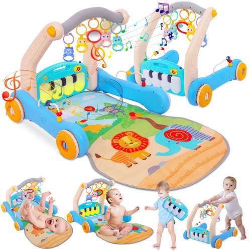 FVLOENG Baby Gym Playmat for Infant,Tummy Time Mat with 5 Infant Sensory Baby Toys & Musical Piano Activity for 0-36 Months Boys Girls
