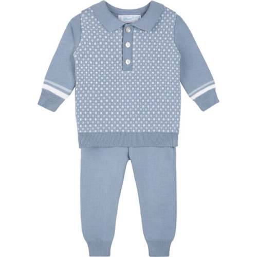 Boys Geo Knit Polo Set Vintage Blue - Feltman Brothers | Maisonette