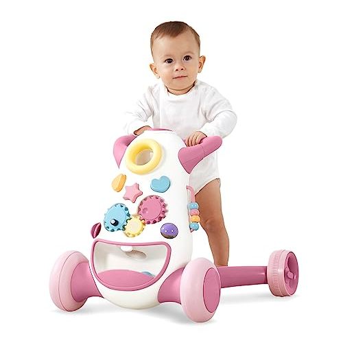 KÜB Montessori Baby Walker - Interactive Push Toy for Toddlers Learning to Walk with Soft Music & Lights, Adjustable Speed & Non-Slip Wheels, Educational Activity Center