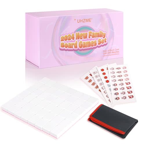 UHZME 2 Player Mahjong Tile Game，49-Piece Mahjong Tile Set (1.4") with Non-Slip Mat & Stickers, Portable Travel Mahjong Block Set for Adults/Kids with a Storage Box