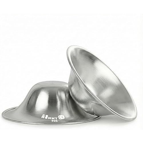 Silver Nipple Shields for Breastfeeding Newborn & A Breastfeeding Essential by Go Mommy - 925 Silver Nursing Cups for Sore Nipple Relief, Protects & Heals Cracked Nipples
