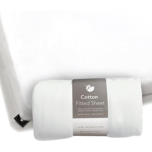 Guava Family Lotus Travel Crib Sheet | Fiited & Breathable | 100% Cotton | 1 Fitted Sheet for Baby with Reinforced Buckle & Velcro Slot | Wrinkle Resistant, Soft, Strechy | Premium Snug Jersey Knit