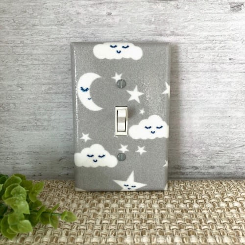 Moon and Stars Nursery Decor, Light Switch Cover, Cloud Nursery Decor, Newborn Gift