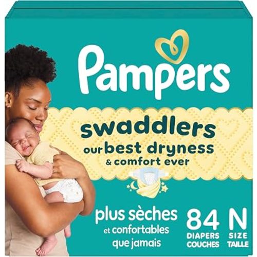 Pampers Swaddlers Newborn Diapers, Size Newborn (<10 lbs), 84 Count, Fragrance Free, Hypoallergenic, Absorbent, Pediatrician Recommended, Skin Safe