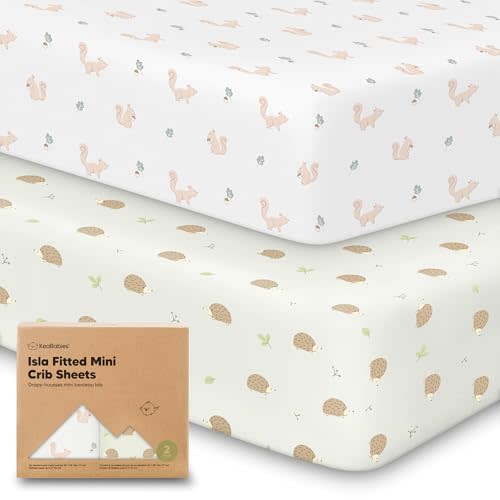 Pack and Play Sheets Fitted 2pk Mini Crib Sheet Pack N Play (Nibbles/Bruce) | 38x26 Pack N Play Mattress Sheets, Soft Viscose from Bamboo, Snug Toddler Playard Bedding, Mini Mattress Cover, Boys, Girls
