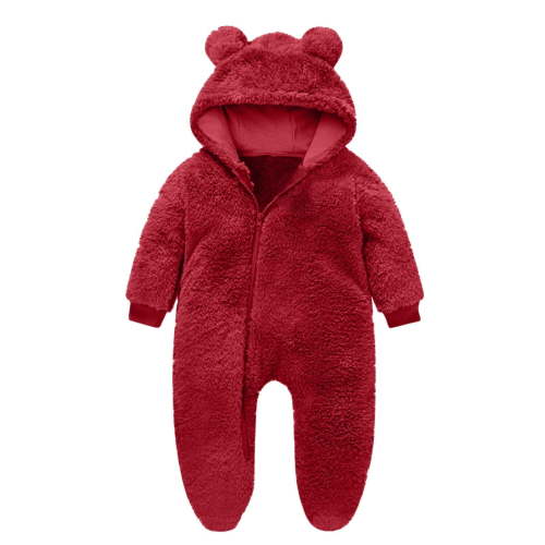 ZyeKqe Winter Baby Clothes Keep Warm Fleece Thick Onesie Cute Ear Hooded Jumpsuits Newborn Boys Girls Romper Kids Coats Jackets