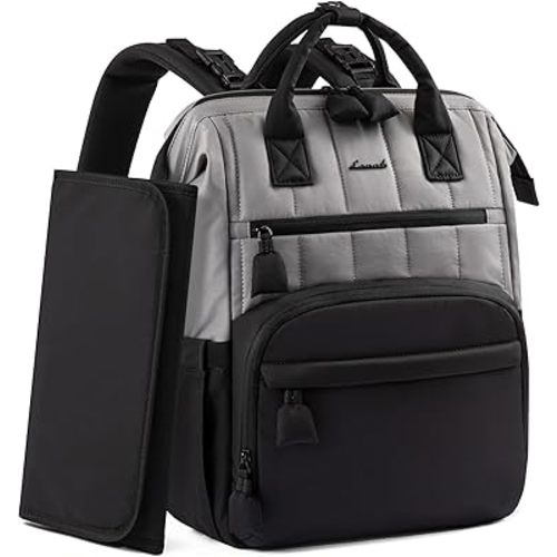 LOVEVOOK Puffer Diaper Backpack, Lightweight Baby Bag with Changing Pad, Diaper Bag for Mom Dad with Stroller Buckles