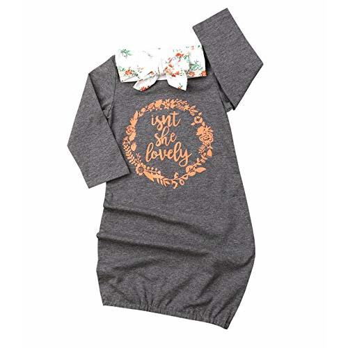 Newborn Baby Girl Isn't She Lovely Floral Nightgowns Headband Sleepwear Sleeping Bag
