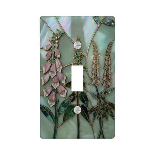 NOT 3D Matching Botanical Stained Glass Style ( UV PRINT) Light Switch Cover, Floral Art Nouveau Single Toggle Wall Plate, Nature-Inspired
