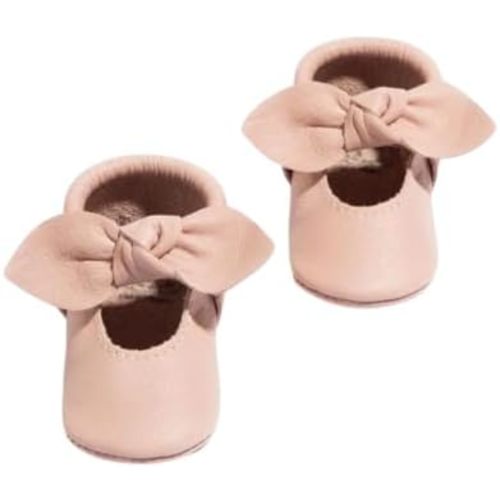 Freshly Picked Knotted Bow Baby Shoe, Genuine Leather