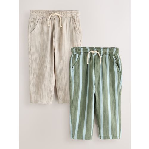 Neutral and Sage Green Striped Trousers (3mths-7yrs)