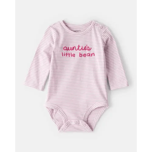 Baby Girl Little Bean Long-Sleeve Graphic Bodysuit - Pink | Carter's